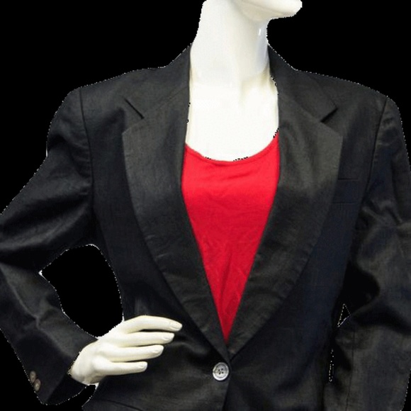 DKNY Black Linen Blazer Size 2 (SKU 000086) - Picture 2 of 4